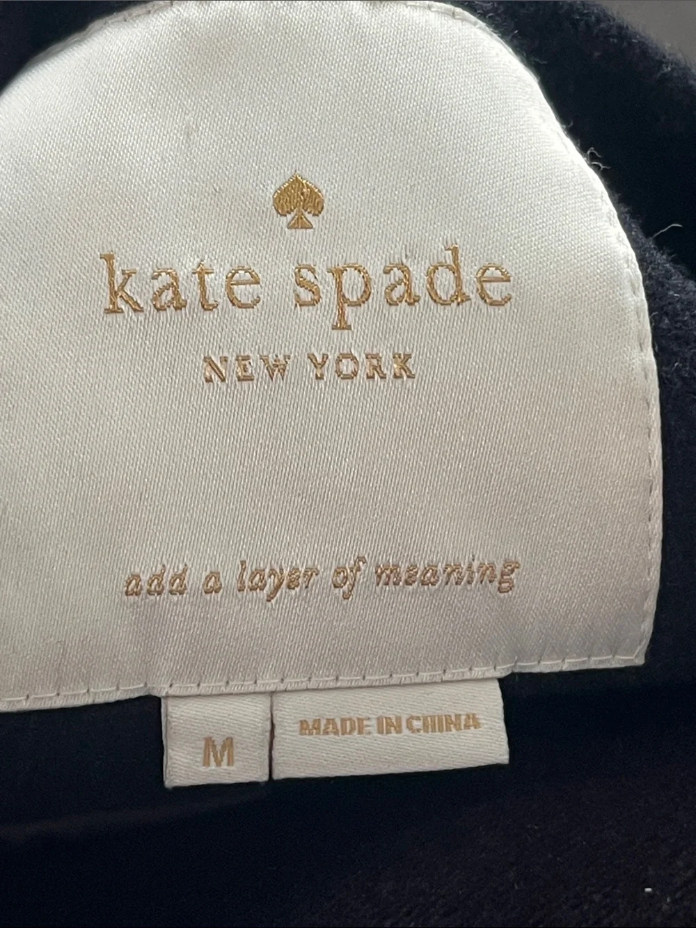 kate spade Out West Black Scallop-Edge Belted Wool Long Pea Coat Size M